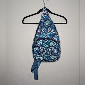 Vera Bradley Womens Blue Floral Quilted Sling Bag